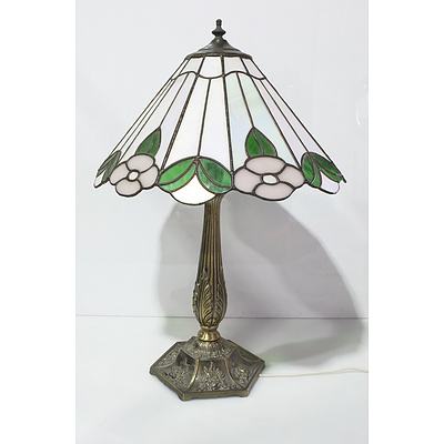 Tiffany Style Lamp with Brass Stand