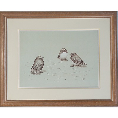 Three Offset Bird Prints of Artist R Weatherly