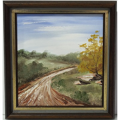 Dargman Road Through the Fields 1982 Oil on Board