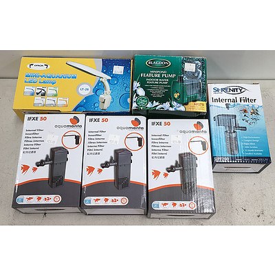Collection of Aquarium Internal Filters, Feature Pump and LED Lamp - Brand New - RRP $210