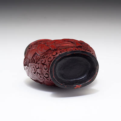 Antique Chinese Carved Cinnabar Lacquer Vase, 19th Century