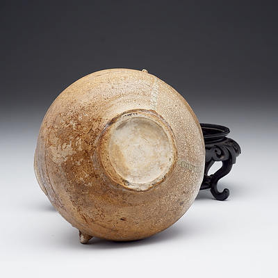 Chinese Han Dynasty 206 BC - 220 AD Pottery Hu with Taotie Mask Handles