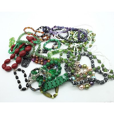 Large Group of Costume Jewellery Including Eleven Bead Necklaces and Eighteen Bead Bracelets