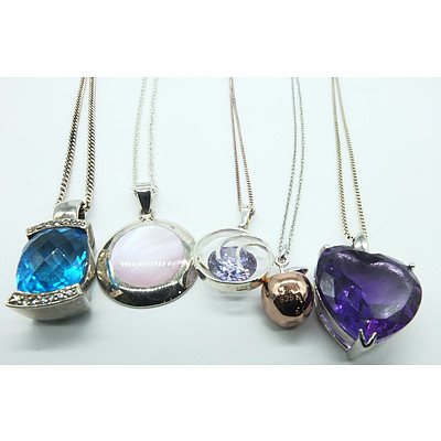 Group of Sterling Silver 925 Pendant Necklaces