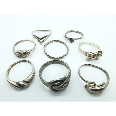 Group of Eight Sterling Silver 925 Rings