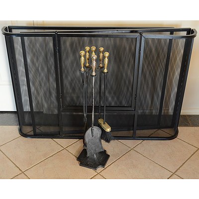 Fireplace Screen and Fire Tool Set
