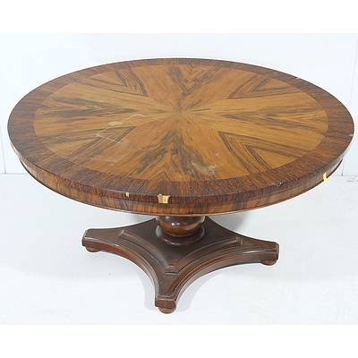 Vintage Teak Veneer Oval Low Table