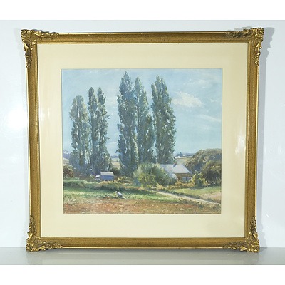 Offset Print of George Whinnen Poplars in Giltwood Frame