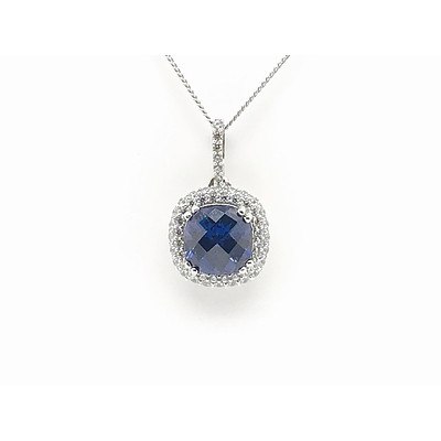 Sterling Silver Zirconia and Topaz Pendant and Chain