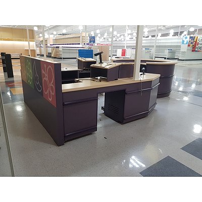 Lot of 4 Large Commercial Desks/Checkouts