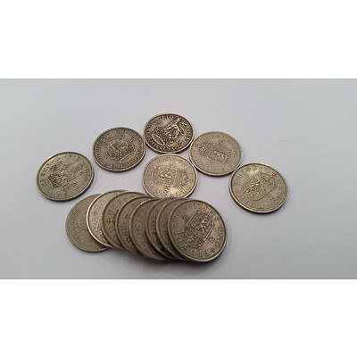 14x English Shillings 1948 to 1965