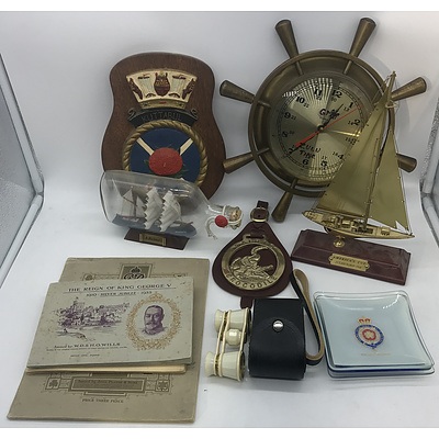 Group of Nautical Ornaments, Cigar Cards and USSR Opera Binoculars