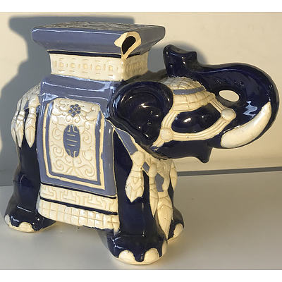 Painted Ceramic Garden Elephant