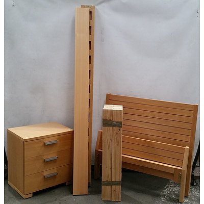 Single Timber Bed Frame and Bedside Table