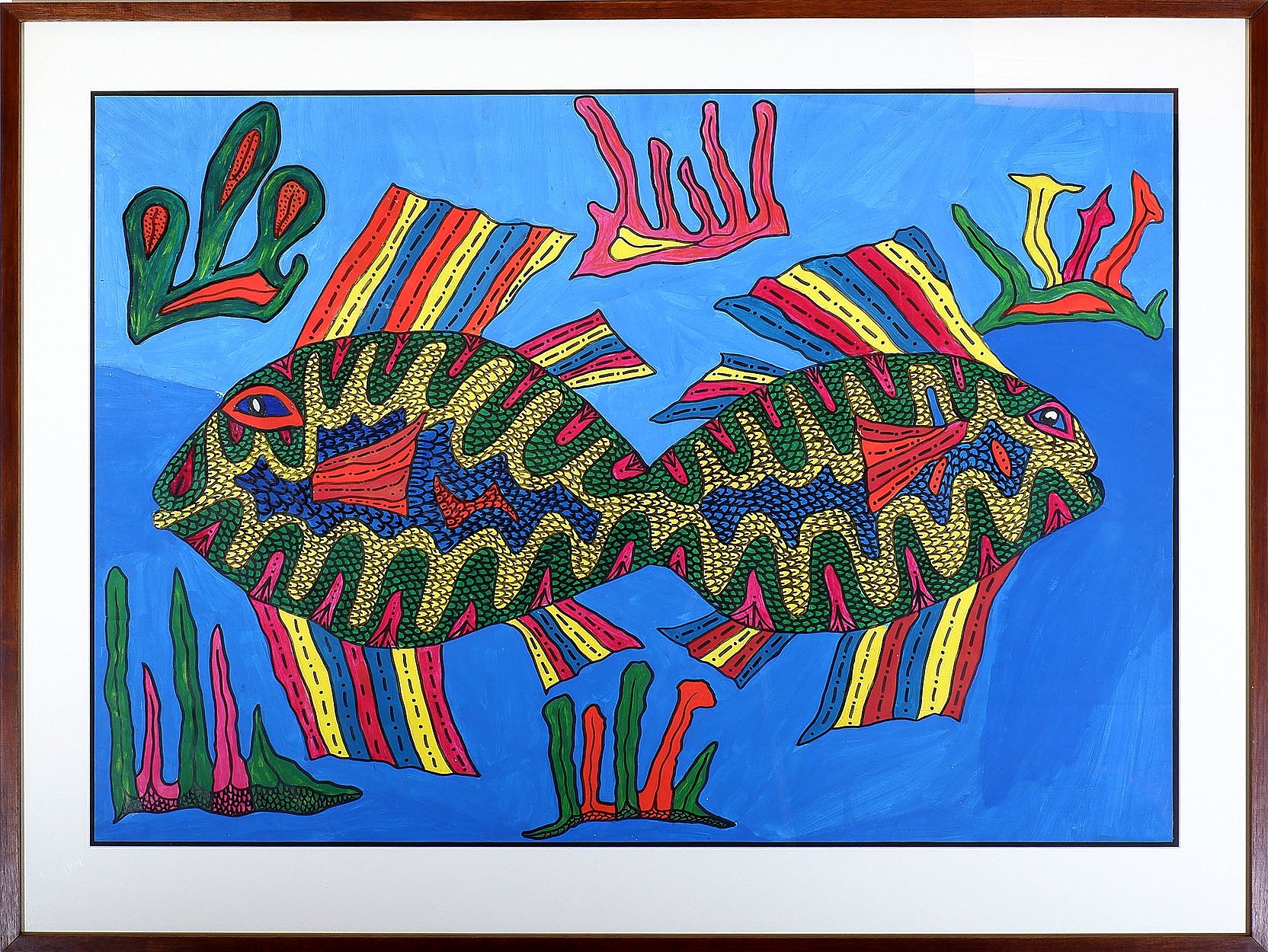 'Matthias Kauage (1944-2003 Papua New Guinea) Acrylic on Paper'
