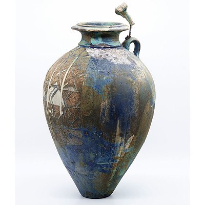 Alan Peascod (b. 1943) Attributed Carved and Glazed Stoneware Urn