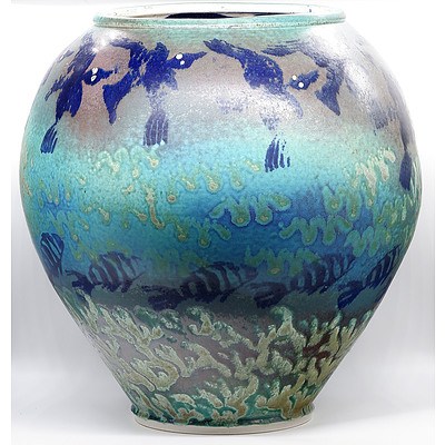 Large Glazed Stoneware Urn