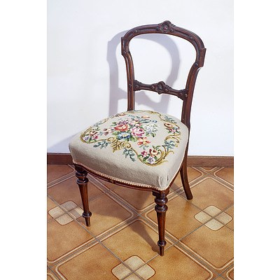 Late Victorian Walnut Tapestry Chair