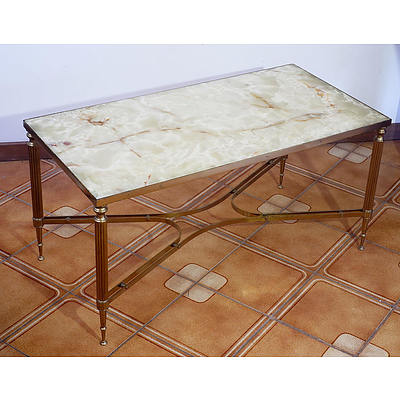 Retro Chic Brass and Onyx Coffee Table