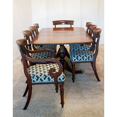 Regency Style Mahogany Extension Table and Eight Chairs