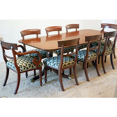 Regency Style Mahogany Extension Table and Eight Chairs
