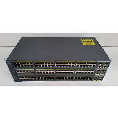 Cisco Catalyst 2960 Series 48-Port Managed Switch - Lot of Three