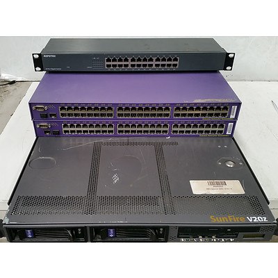 Sun MicroSystems SunFire V20z Dual AMD Opteron CPU 1RU Server & Three Managed Ethernet Switches
