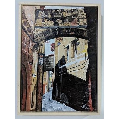 "Rhodes Alley", Oil on Canvas by Alan J Jones