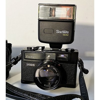 Vivitar 35ES Camera with Starblitz 160M Flash