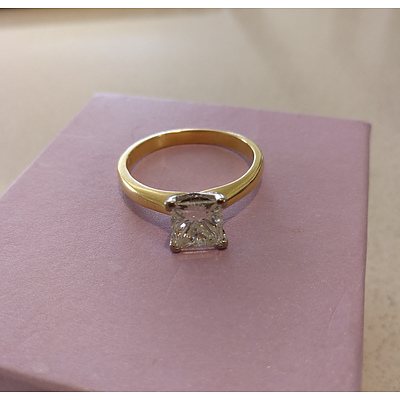 2.00 Carat Princess Solitaire Diamond Ring with an 18ct yellow gold and white gold band. 
