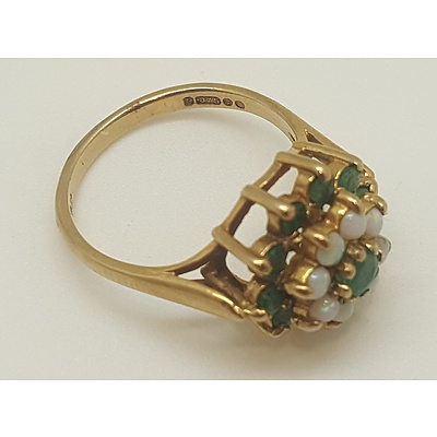 9 Carat Yellow Gold Opal and Emerald Ring