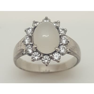 Sterling Silver Moonstone and CZ ring