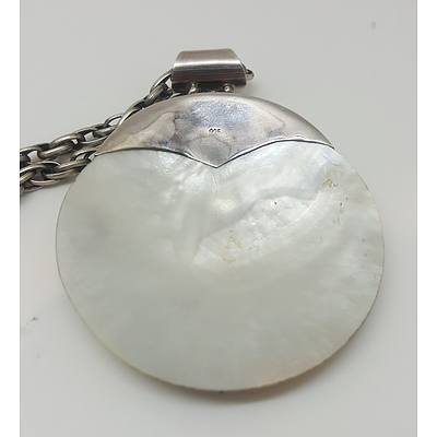 Sterling Silver Necklace with Silver Mounted Shell Pendant
