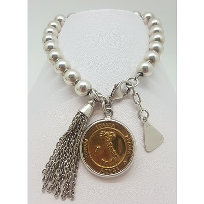 Von Treskow Sterling Silver Bracelet with Colosseum Medallion in Silver Mount