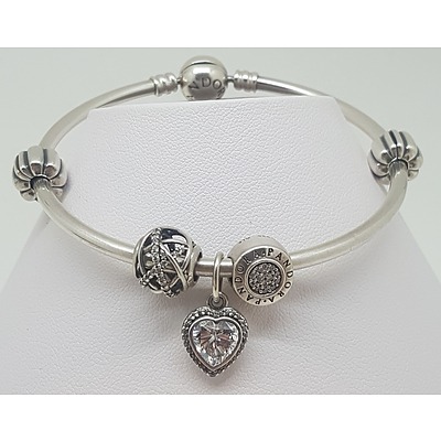 Pandora Sterling Silver Bangle with Adornments