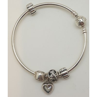 Pandora Sterling Silver Bangle with Adornments