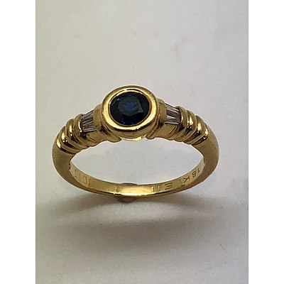 18 Carat Yellow Gold Sapphire and Diamond Ring