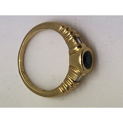 18 Carat Yellow Gold Sapphire and Diamond Ring