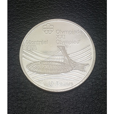 1976 Montreal Summer Olympics Olympic Stadium Silver Commemorative $10 Coin