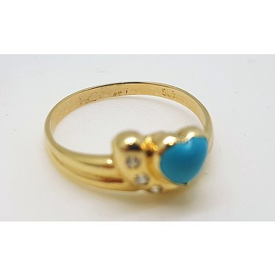 14 Carat Yellow Gold and Turquoise Ring