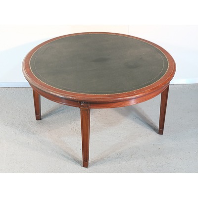 Vintage Mahogany Coffee Table with Gilt Tooled Leather Top