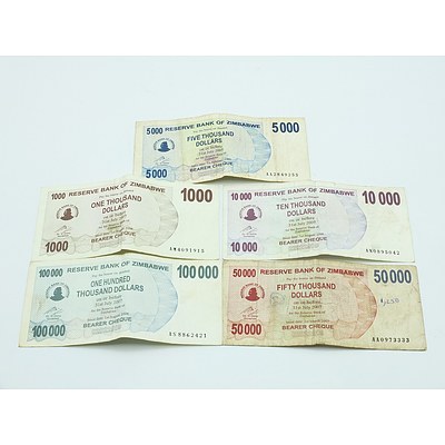 Collection of Zimbabwe Bank Notes