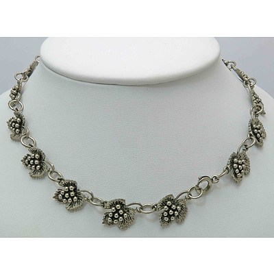 Silver-Tone Grape Design Heavy Necklace