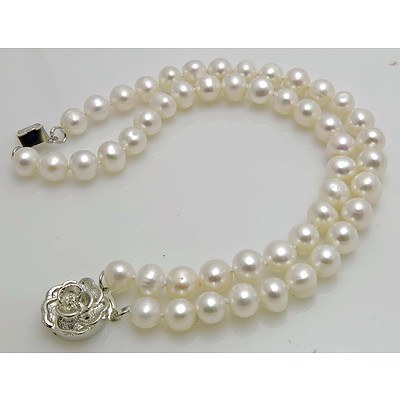 Genuine Cultured Pearl Bracelet - Double Strand