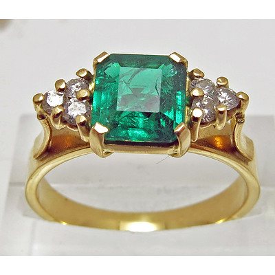 18ct Gold Gilson Emerald & Diamond Ring