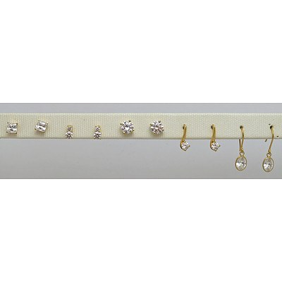 5 Pairs Of Gold-Plated Cz Earrings