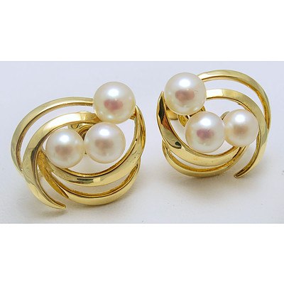 Mikimoto Gold Pearl Earrings