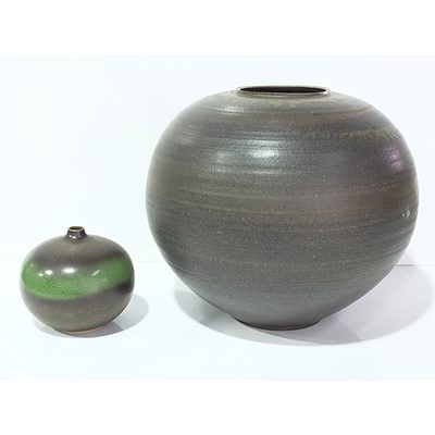 Two Japanese Studio Pottery Vases Circa 1980