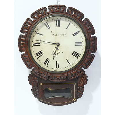 Brass Inlaid Brazilian Rosewood Cased Wall Clock by Oliver of London