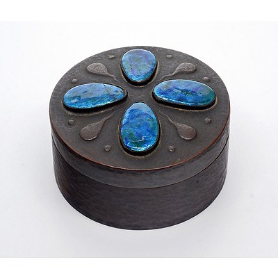 Good Arts and Crafts Hand Wrought Copper and Enamel Box, Early 20th Century